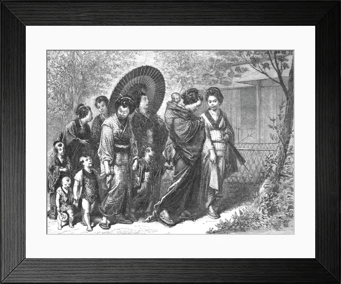 Framed Print : Japanese women going on a visit; A European Sojourn in Japan, 1875. Creator: Unknown Framed Print : Japanese women going on a visit; A European Sojourn in Japan, 1875. Creator: Unknown