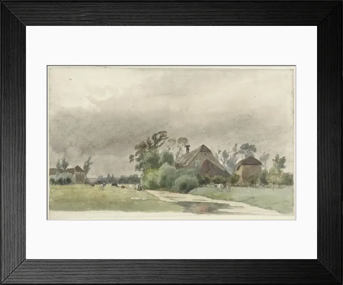 Framed Print : Canal near a farm, 1845-1925. Creator: Julius Jacobus van de Sande Bakhuyzen Framed Print : Canal near a farm, 1845-1925. Creator: Julius Jacobus van de Sande Bakhuyzen