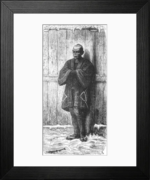 Framed Print : Japanese citizen in winter costume; A European Sojourn in Japan, 1875. Creator: Unknown Framed Print : Japanese citizen in winter costume; A European Sojourn in Japan, 1875. Creator: Unknown