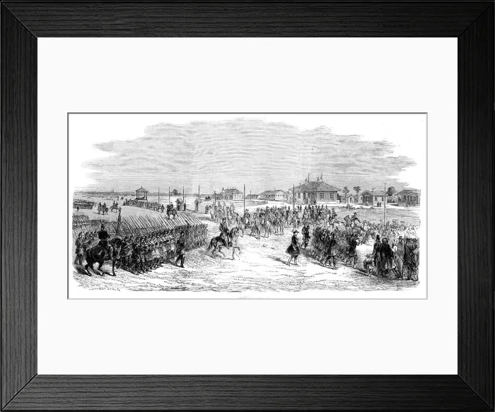 Framed Print : Imperial Head-quarters at the Camp at Chalons - from a drawing by M. Beaucé, 1860. Creator: Unknown Framed Print : Imperial Head-quarters at the Camp at Chalons - from a drawing by M. Beaucé, 1860. Creator: Unknown