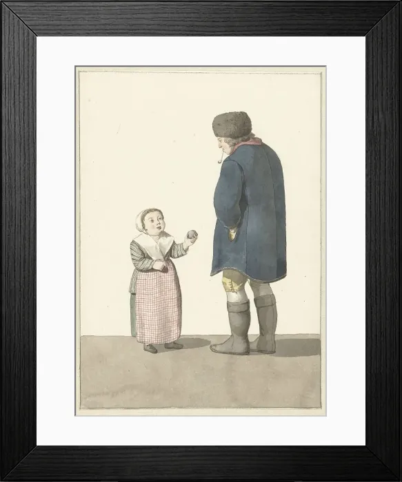 Framed Print : Girl with ball standing in front of a man, 1700-1800. Creator: W. Barthautz Framed Print : Girl with ball standing in front of a man, 1700-1800. Creator: W. Barthautz