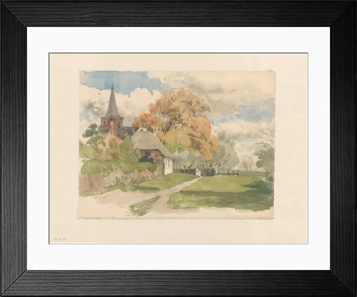 Framed Print : Yard at a village church, 1845-1925. Creator: Julius Jacobus van de Sande Bakhuyzen Framed Print : Yard at a village church, 1845-1925. Creator: Julius Jacobus van de Sande Bakhuyzen