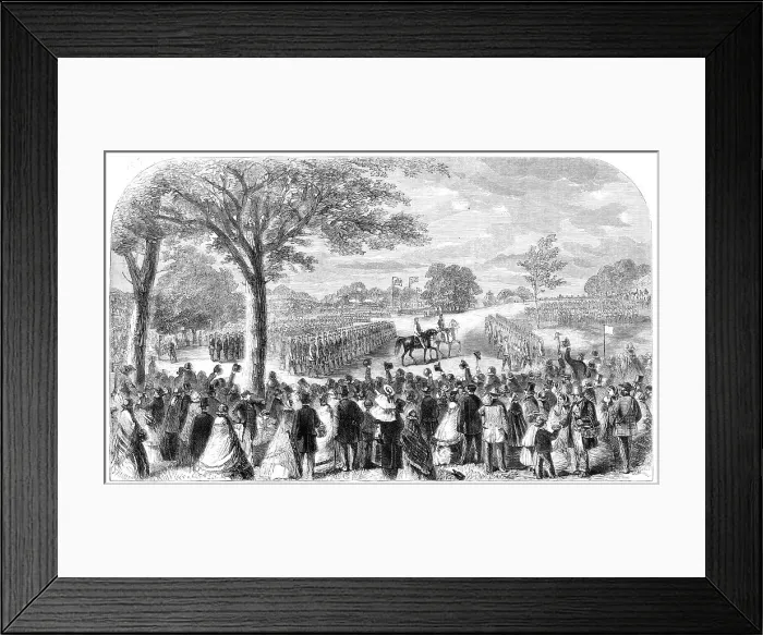 Framed Print : The Review of Lancashire Rifle Volunteers in Knowsley Park... 1860. Creator: Unknown Framed Print : The Review of Lancashire Rifle Volunteers in Knowsley Park... 1860. Creator: Unknown
