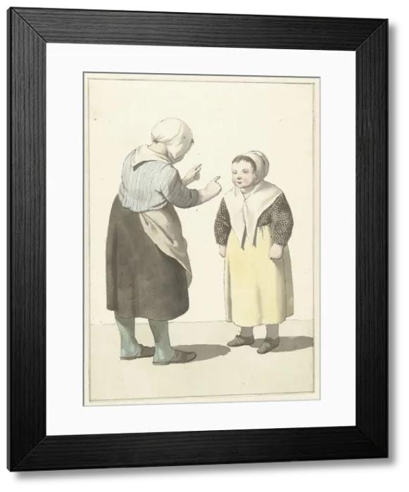 Framed Print : Two opposing girls, 1700-1800. Creator: W. Barthautz Framed Print : Two opposing girls, 1700-1800. Creator: W. Barthautz
