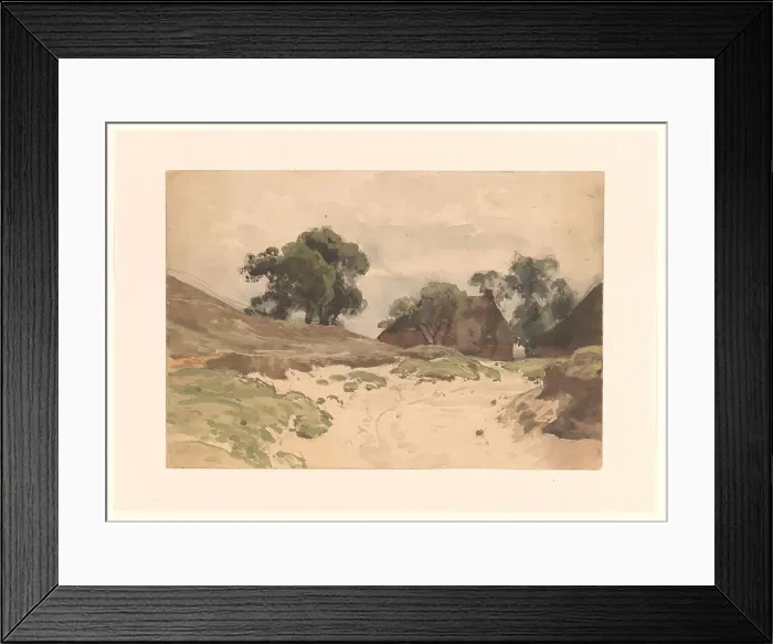 Framed Print : Landscape with farm, 1845-1925. Creator: Julius Jacobus van de Sande Bakhuyzen