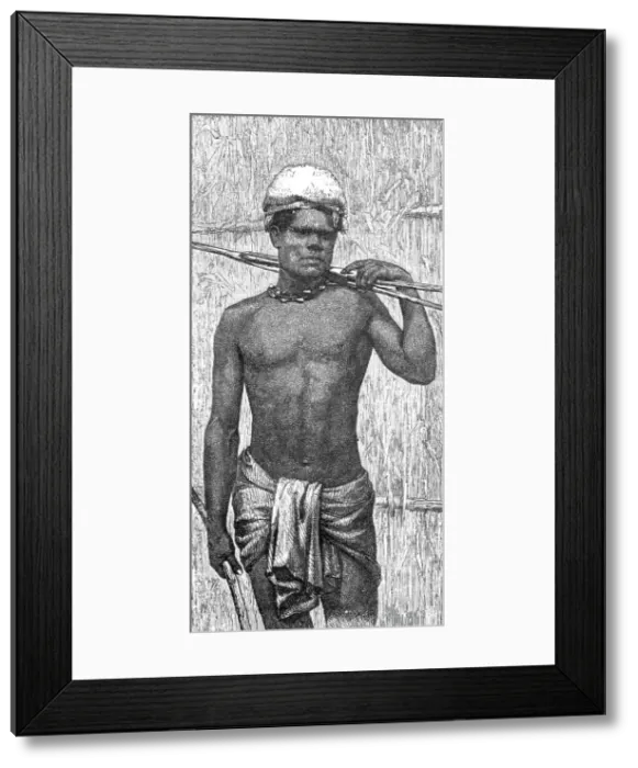 Framed Print : Fisherman of Kanala; Some Account of New Caledonia, 1875. Creator: Unknown Framed Print : Fisherman of Kanala; Some Account of New Caledonia, 1875. Creator: Unknown