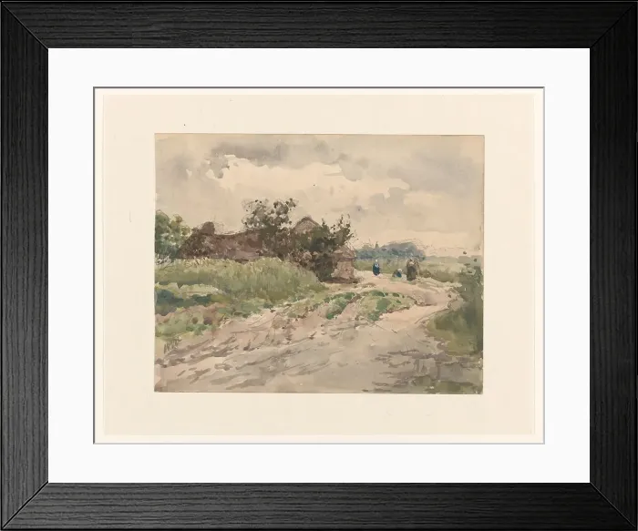 Framed Print : Country road with some figures, leading to a farm, 1845-1925. Creator: Julius Jacobus van de Sande Bakhuyzen Framed Print : Country road with some figures, leading to a farm, 1845-1925. Creator: Julius Jacobus van de Sande Bakhuyzen