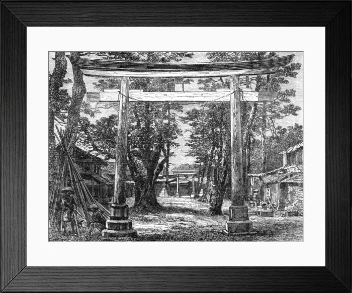 Framed Print : Tori, or Holy Gate -- Avenue of the Temple at Benten; A European Sojourn in Japan, 1875. Creator: Unknown Framed Print : Tori, or Holy Gate -- Avenue of the Temple at Benten; A European Sojourn in Japan, 1875. Creator: Unknown
