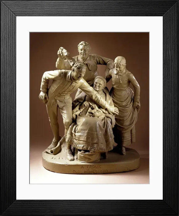 Framed Print : A Frolic at the Old Homestead, 1887. Creator: John Rogers Framed Print : A Frolic at the Old Homestead, 1887. Creator: John Rogers