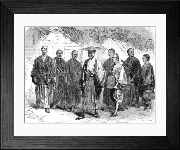 Framed Print : Civil and military officials returning from duty; A European Sojourn in Japan, 1875. Creator: Unknown Framed Print : Civil and military officials returning from duty; A European Sojourn in Japan, 1875. Creator: Unknown