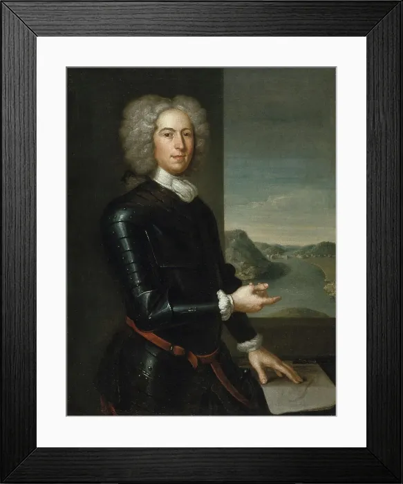 Framed Print : Portrait of Major General Paul Mascarene, 1729. Creator: John Smibert