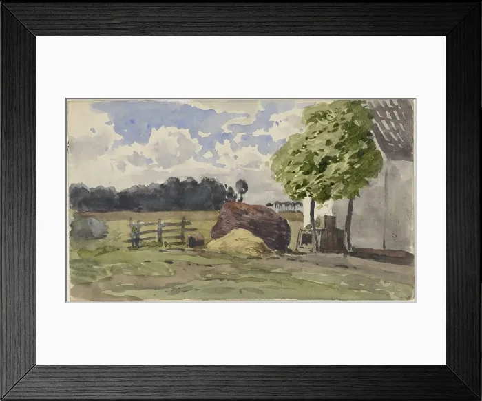 Framed Print : Pile of wood in a pasture at a farm, 1845-1925. Creator: Julius Jacobus van de Sande Bakhuyzen Framed Print : Pile of wood in a pasture at a farm, 1845-1925. Creator: Julius Jacobus van de Sande Bakhuyzen