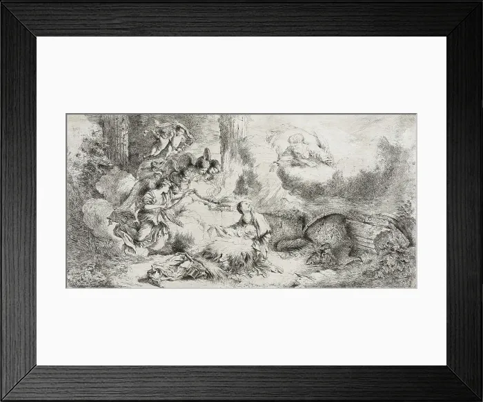 Framed Print : The Nativity with God the Father and Angels, after 1647. Creator: Giovanni Benedetto Castiglione Framed Print : The Nativity with God the Father and Angels, after 1647. Creator: Giovanni Benedetto Castiglione