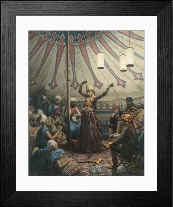 Framed Print : Egyptian dancer in a tent, with musicians and spectators, 1868 or later. Creator: Willem de Famars Testas Framed Print : Egyptian dancer in a tent, with musicians and spectators, 1868 or later. Creator: Willem de Famars Testas