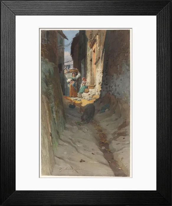 Framed Print : View of a Small Street in Rocca di Papa, c.1870-c.1885. Creator: Willem Johannes Martens Framed Print : View of a Small Street in Rocca di Papa, c.1870-c.1885. Creator: Willem Johannes Martens