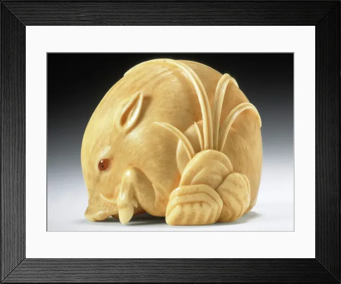 Framed Print : Wild Boar, Mid- to late 19th century. Creator: Kaigyokusai Masatsugu Framed Print : Wild Boar, Mid- to late 19th century. Creator: Kaigyokusai Masatsugu