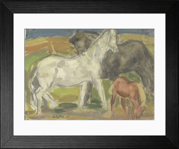Framed Print : Two horses and a foal in a landscape, 1928. Creator: Leo Gestel Framed Print : Two horses and a foal in a landscape, 1928. Creator: Leo Gestel