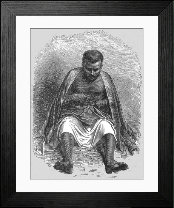 Framed Print : Abyssinian Tailor; A journey through Soudan and Western Abyssinia, with Reminiscences... 1875. Creator: Unknown Framed Print : Abyssinian Tailor; A journey through Soudan and Western Abyssinia, with Reminiscences... 1875. Creator: Unknown