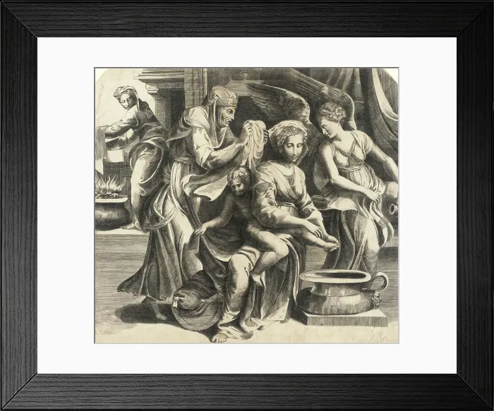 Framed Print : The Holy Family with the Virgin Bathing the Christ Child, between circa 1550 and circa 1560. Creator: Giulio Bonasone Framed Print : The Holy Family with the Virgin Bathing the Christ Child, between circa 1550 and circa 1560. Creator: Giulio Bonasone