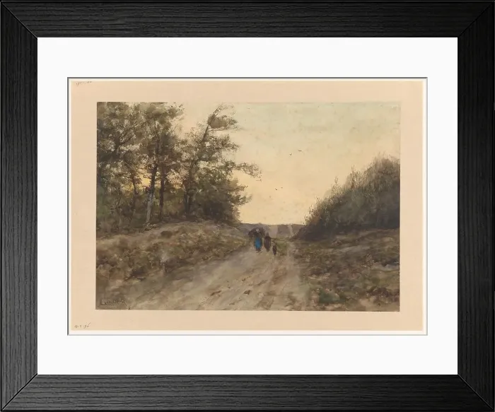 Framed Print : Landscape with figures on a country road, 1874-1918. Creator: Louis Apol Framed Print : Landscape with figures on a country road, 1874-1918. Creator: Louis Apol
