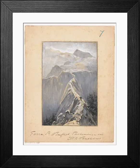 Framed Print : Boy walks on a mountain path, 1894 or earlier. Creator: Willem Wenckebach Framed Print : Boy walks on a mountain path, 1894 or earlier. Creator: Willem Wenckebach