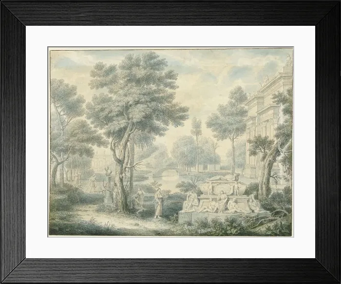 Framed Print : Arcadian landscape with a tomb, 1746. Creator: Louis Fabritius Dubourg Framed Print : Arcadian landscape with a tomb, 1746. Creator: Louis Fabritius Dubourg