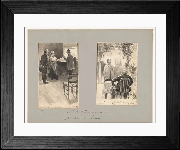Framed Print : Men and wife with a desk and man on a terrace, in or before 1883-c.1904. Creator: Willem Wenckebach Framed Print : Men and wife with a desk and man on a terrace, in or before 1883-c.1904. Creator: Willem Wenckebach