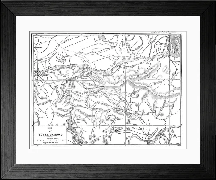 Framed Print : Map of the Lower Orinoco; A Journey up the Orinoco, 1875. Creator: Unknown Framed Print : Map of the Lower Orinoco; A Journey up the Orinoco, 1875. Creator: Unknown