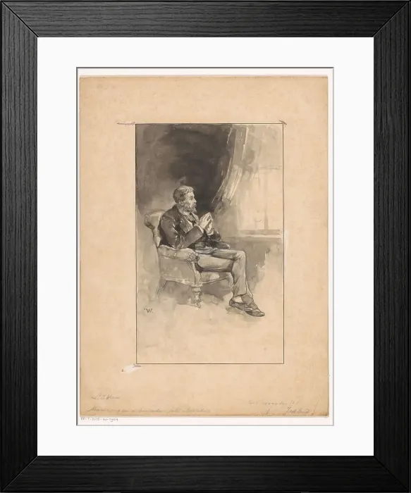 Framed Print : Musing man in an armchair, 1870-1937. Creator: Willem Wenckebach Framed Print : Musing man in an armchair, 1870-1937. Creator: Willem Wenckebach