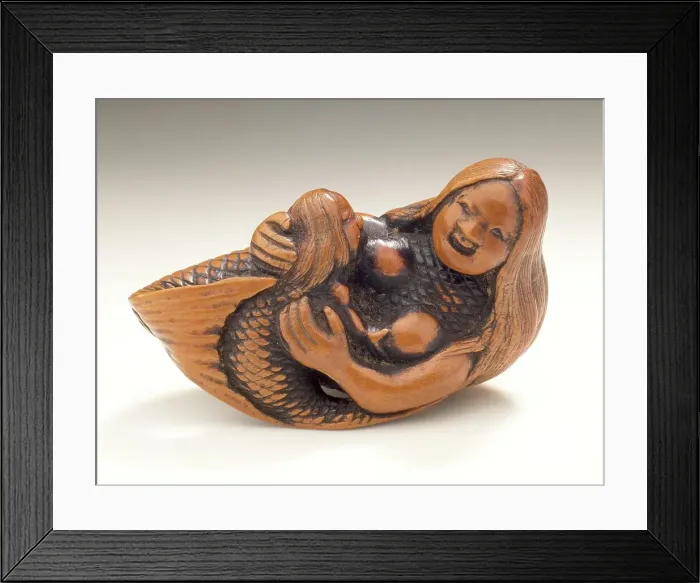 Framed Print : Mermaid and Child, Late 18th century. Creator: Kokei Framed Print : Mermaid and Child, Late 18th century. Creator: Kokei