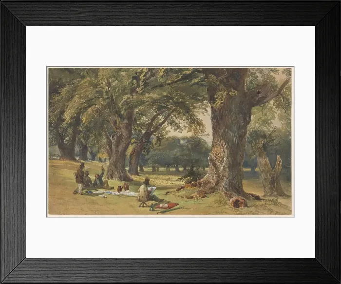 Framed Print : Landscape with four artists, 1830-1887. Creator: William Collingwood Smith Framed Print : Landscape with four artists, 1830-1887. Creator: William Collingwood Smith