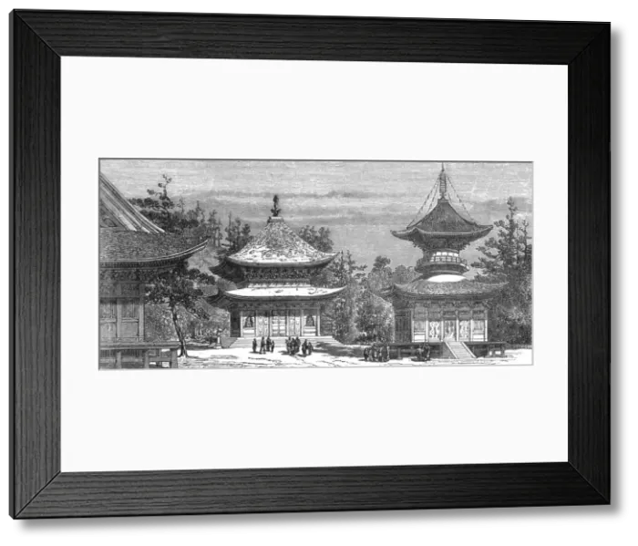 Framed Print : Temple of Hatchiman, at Kamakura; A European Sojourn in Japan, 1875. Creator: Unknown Framed Print : Temple of Hatchiman, at Kamakura; A European Sojourn in Japan, 1875. Creator: Unknown
