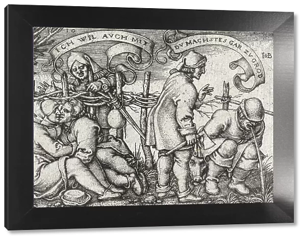 Peasants Behind the Hedge, 1547. Creator: Sebald Beham