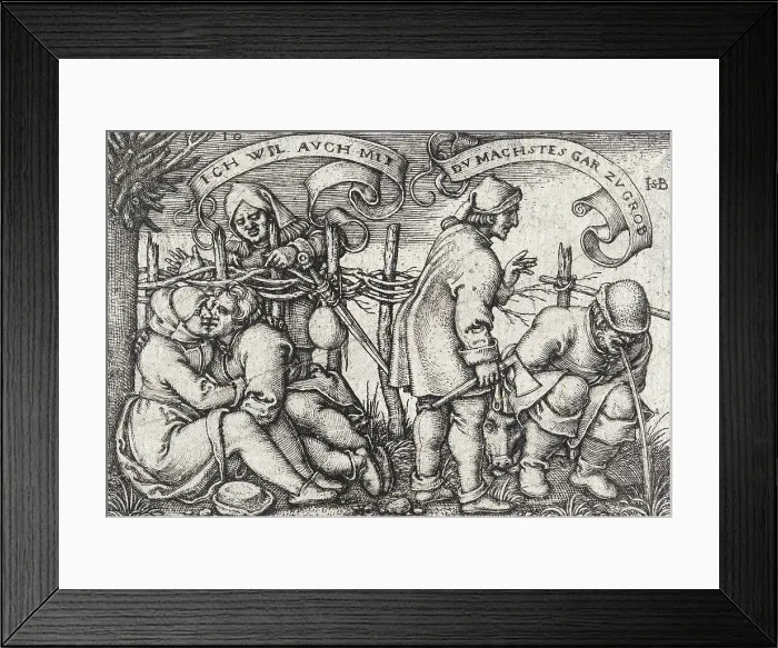 Framed Print : Peasants Behind the Hedge, 1547. Creator: Sebald Beham Framed Print : Peasants Behind the Hedge, 1547. Creator: Sebald Beham
