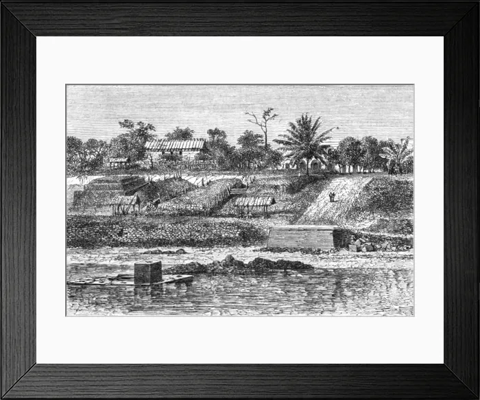 Framed Print : Charcoal stores at the Gaboon; The Gaboon. 1875. Creator: Unknown Framed Print : Charcoal stores at the Gaboon; The Gaboon. 1875. Creator: Unknown