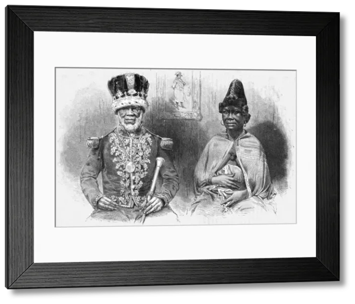 Framed Print : King Denis of the Gaboon, and his principal wife; The Gaboon. 1875. Creator: Unknown Framed Print : King Denis of the Gaboon, and his principal wife; The Gaboon. 1875. Creator: Unknown