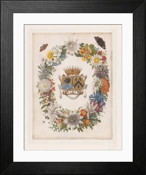 Framed Print : Alliance Coat of Arms of Cornelis Calkoen and Maria van der Merct, 1694. Creator: Maria Moninckx Framed Print : Alliance Coat of Arms of Cornelis Calkoen and Maria van der Merct, 1694. Creator: Maria Moninckx