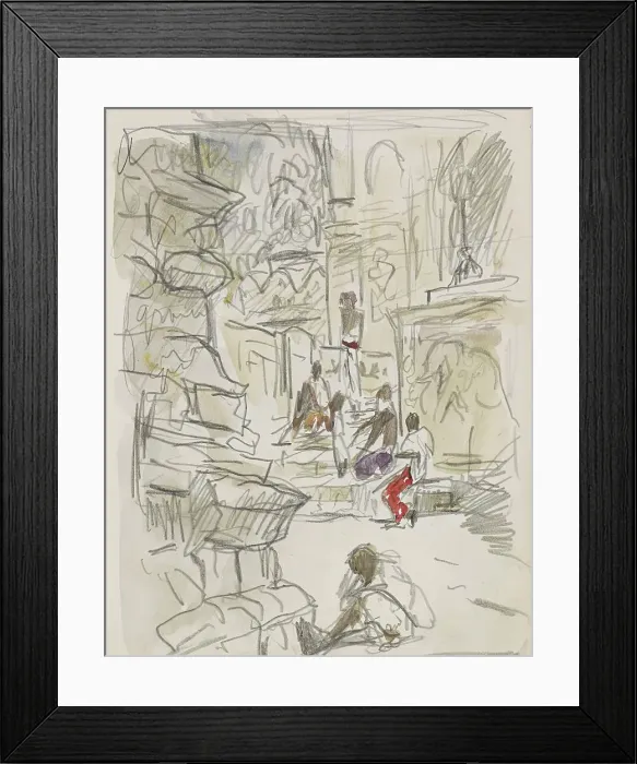 Framed Print : Indians on a staircase at a temple, 1924-1925. Creator: Marius Bauer Framed Print : Indians on a staircase at a temple, 1924-1925. Creator: Marius Bauer