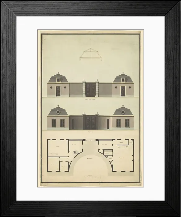 Framed Print : Design for a gatehouse annex office, 1792. Creator: Abraham van der Hart Framed Print : Design for a gatehouse annex office, 1792. Creator: Abraham van der Hart