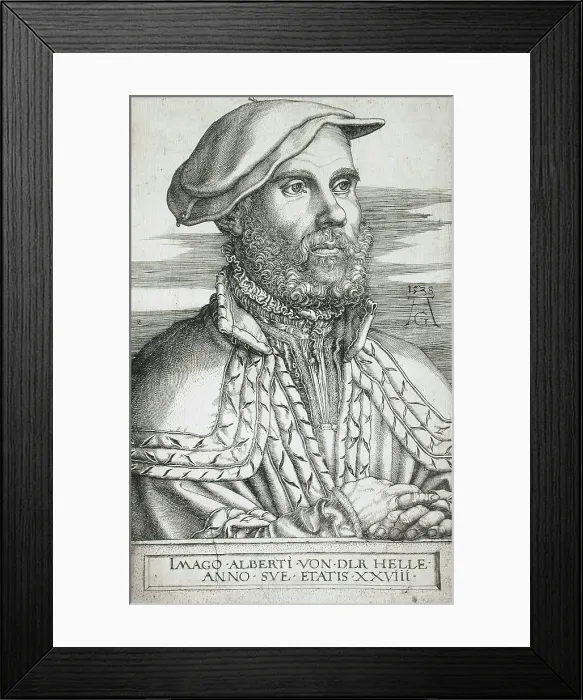 Framed Print : Portrait of Albrecht von der Helle, 1538. Creator: Heinrich Aldegrever Framed Print : Portrait of Albrecht von der Helle, 1538. Creator: Heinrich Aldegrever