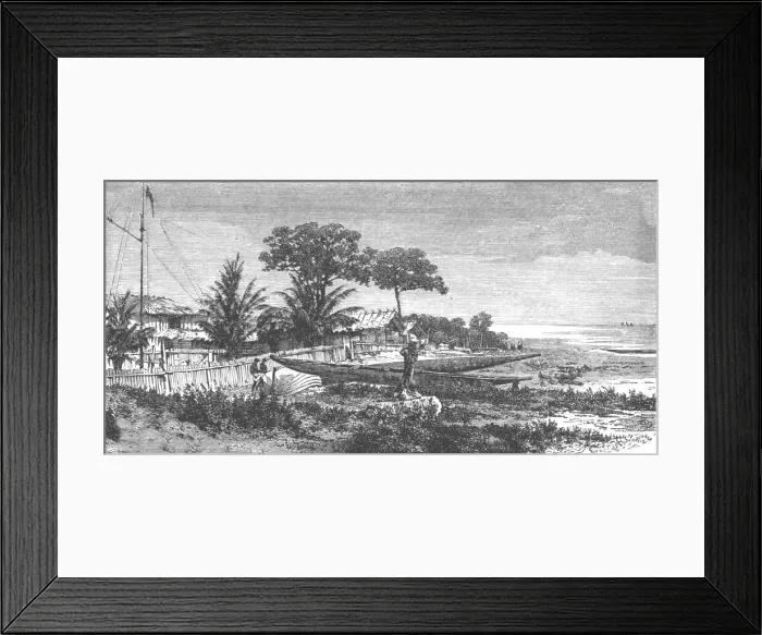 Framed Print : English trading settlement on the Gaboon; The Gaboon. 1875. Creator: Unknown Framed Print : English trading settlement on the Gaboon; The Gaboon. 1875. Creator: Unknown