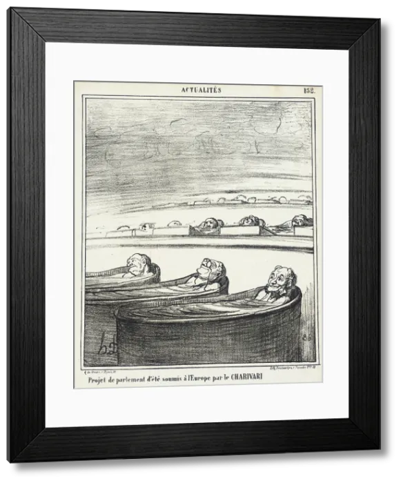 Framed Print : Project de Parlement d'été soumis à l'Europe par le CHARIVARI... 1868. Creator: Honore Daumier Framed Print : Project de Parlement d'été soumis à l'Europe par le CHARIVARI... 1868. Creator: Honore Daumier