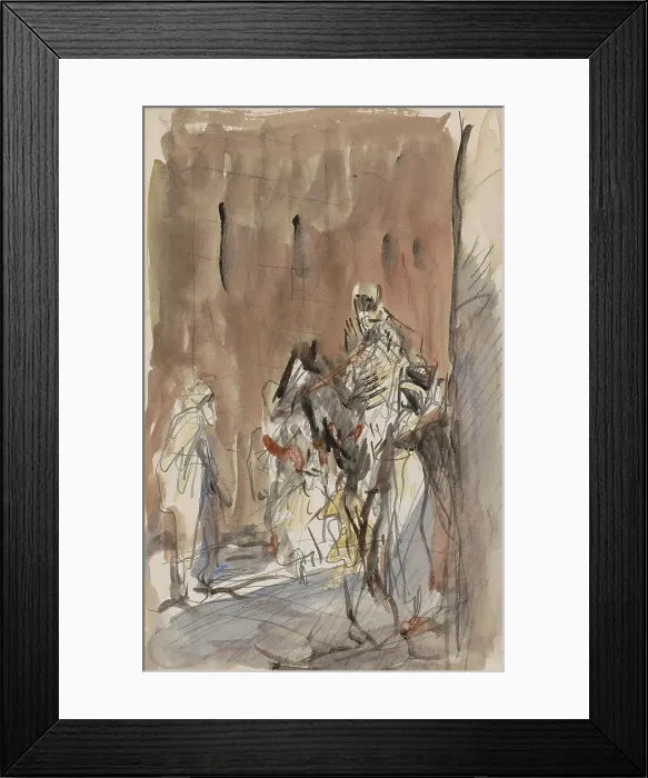 Framed Print : Street with figures, including a horseman, 1923. Creator: Marius Bauer Framed Print : Street with figures, including a horseman, 1923. Creator: Marius Bauer
