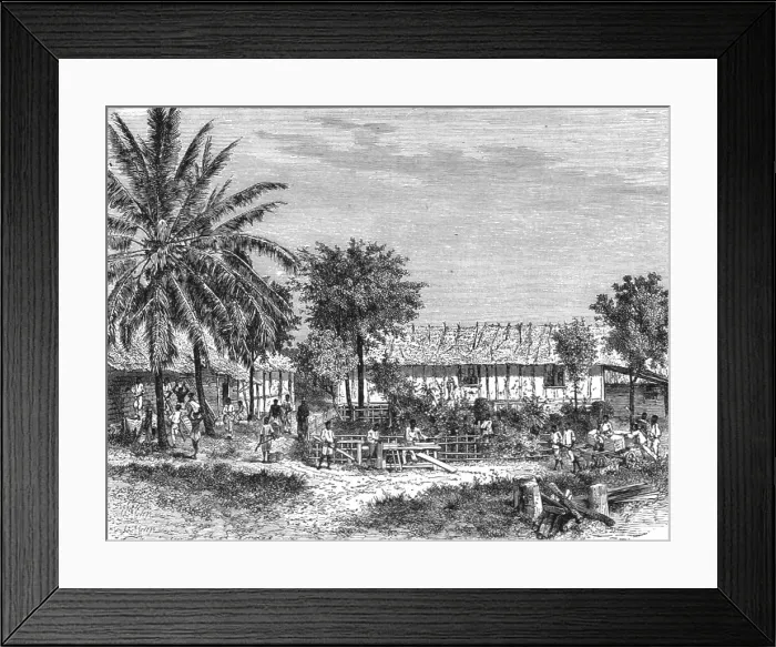 Framed Print : Mission-House of the Catholics at the Gaboon; The Gaboon. 1875. Creator: Unknown Framed Print : Mission-House of the Catholics at the Gaboon; The Gaboon. 1875. Creator: Unknown