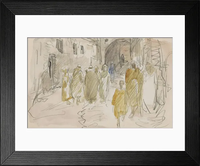 Framed Print : Street with standing figures in a circle, 1923. Creator: Marius Bauer Framed Print : Street with standing figures in a circle, 1923. Creator: Marius Bauer