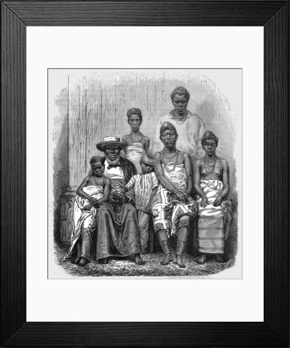 Framed Print : The chief Kringer, and his family; The Gaboon. 1875. Creator: Unknown Framed Print : The chief Kringer, and his family; The Gaboon. 1875. Creator: Unknown
