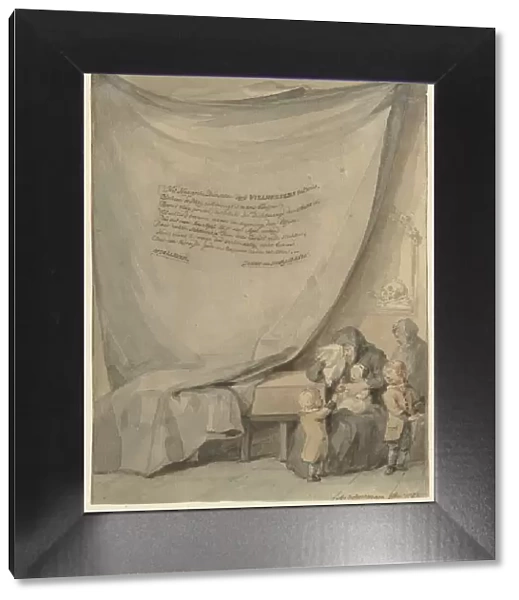 Widow with four children and a coffin, 1782. Creator: Aert Schouman