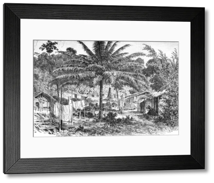 Framed Print : A village on the Gaboon; The Gaboon. 1875. Creator: Unknown Framed Print : A village on the Gaboon; The Gaboon. 1875. Creator: Unknown