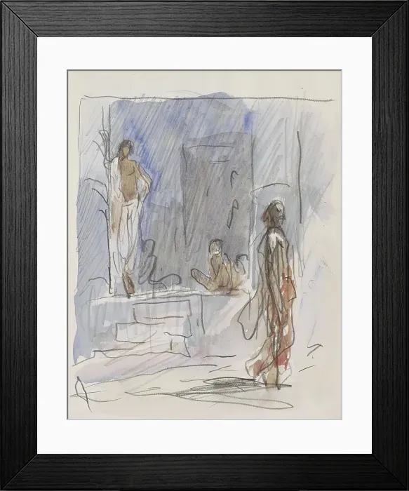 Framed Print : Indians at a staircase, 1924-1925. Creator: Marius Bauer Framed Print : Indians at a staircase, 1924-1925. Creator: Marius Bauer