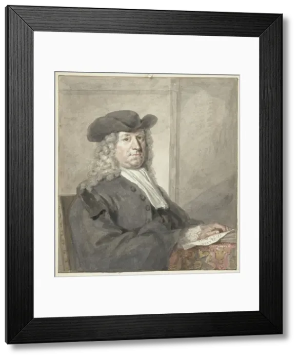 Framed Print : Portrait of a man with a hat and a grey wig, to the right, 1720-1792. Creator: Aert Schouman Framed Print : Portrait of a man with a hat and a grey wig, to the right, 1720-1792. Creator: Aert Schouman